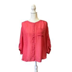 ANN TAYLOR LOFT lightweight long sleeve pink blouse womens medium